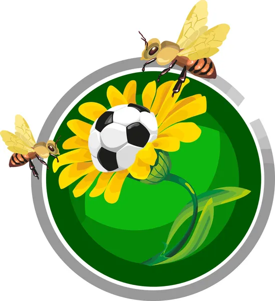 Μπάλα ποδοσφαίρου στα λουλούδια — Διανυσματικό Αρχείο