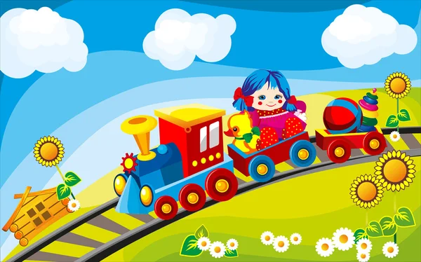Speelgoed trein — Stockvector