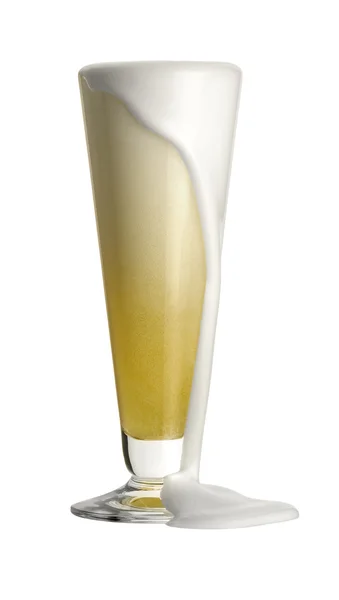 Bicchiere esuberante di birra — Foto Stock