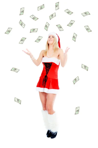 Menina de Natal e dinheiro Imagens De Bancos De Imagens