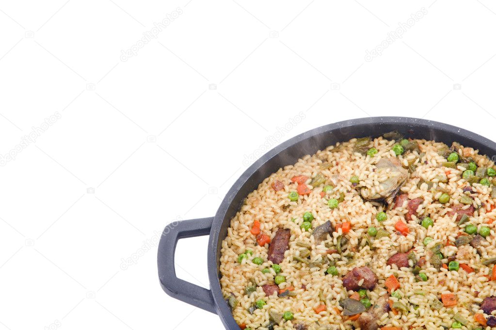 Paella rice and vegetables