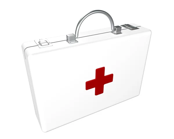 El set de primeros auxilios con una cruz roja sobre un fondo blanco —  Fotos de Stock