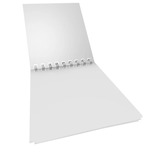 O caderno desenvolvido em um contexto branco — Fotografia de Stock