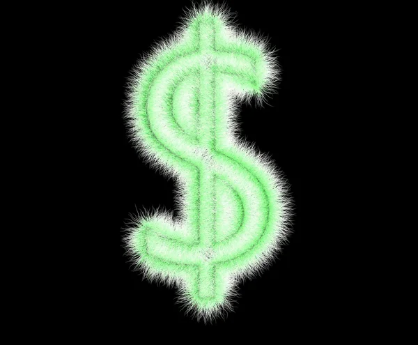 Symbol "$" from wool on a black background — Stock Photo, Image
