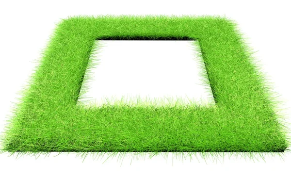 stock image Green grass in the form of a square with an empty place in the m