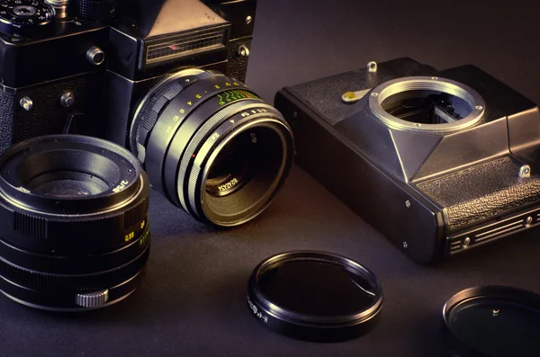 Câmeras fotográficas antigas — Fotografia de Stock