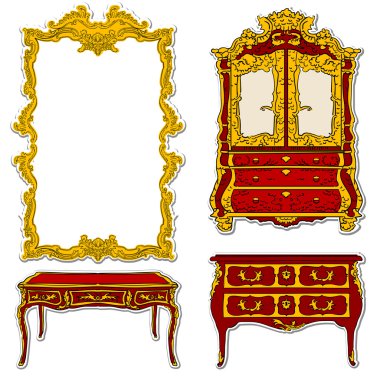 Rococo furniture stickers clipart