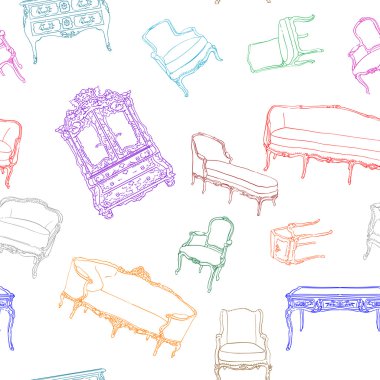 Rococo furniture pattern clipart