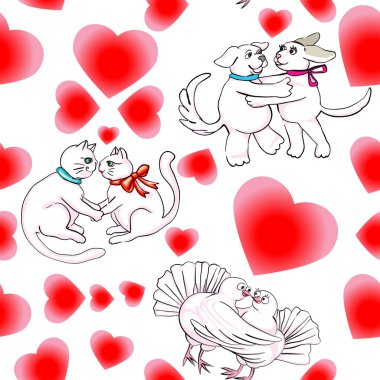 Love pattern with animals clipart