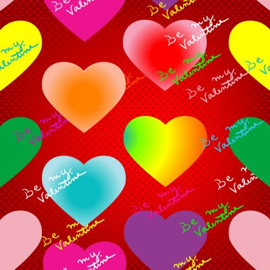 Valentine hearts and text pattern clipart