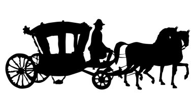 Horse and carriage rococo clipart