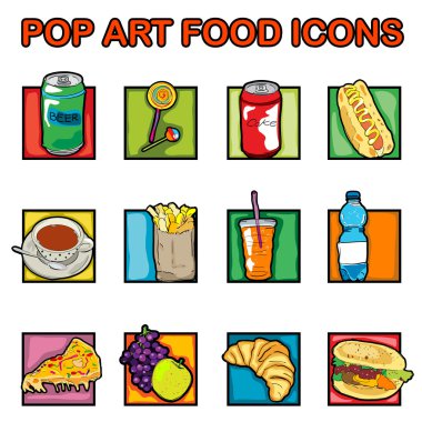 Pop art food icons clipart