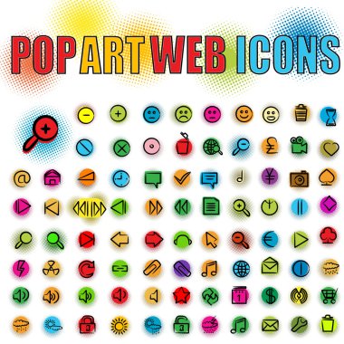 Pop art web icons clipart