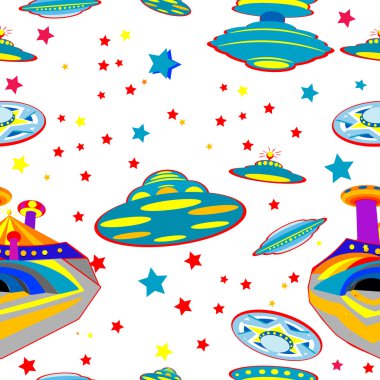 Seamless pattern with flying saucers clipart