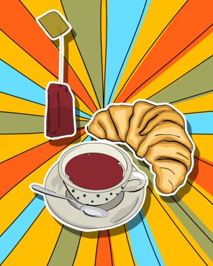 Pop art tea time clipart