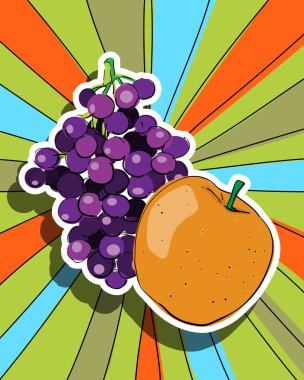 Pop art fresh fruits clipart