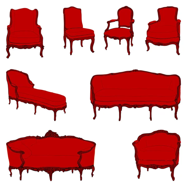 Antike Möbel Sessel Set — Stockfoto