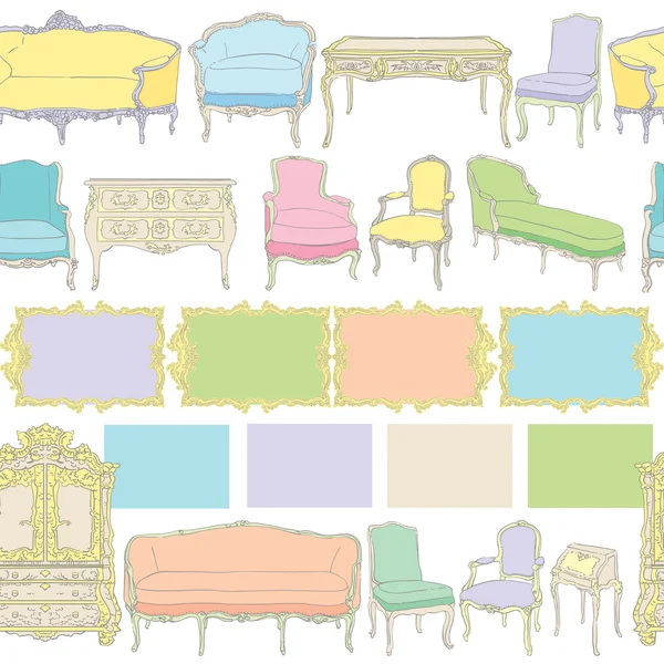 Rococo furniture linear pattern — Stock Photo, Image