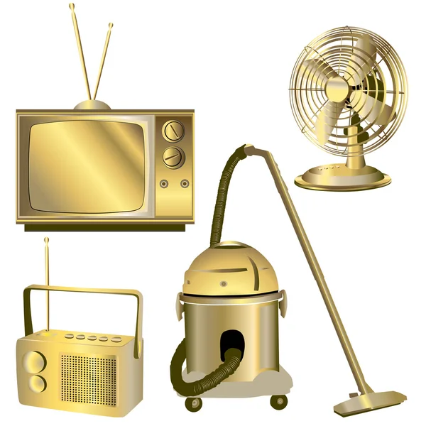 Goldene retro elektrische Objekte — Stockfoto