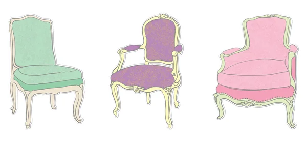Antique rococo chairs stickers — Stock Photo, Image