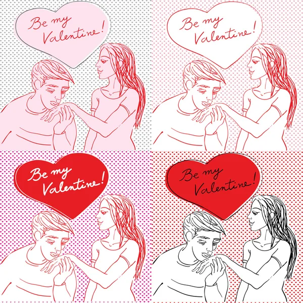 Día de San Valentín pop art card set — Foto de Stock