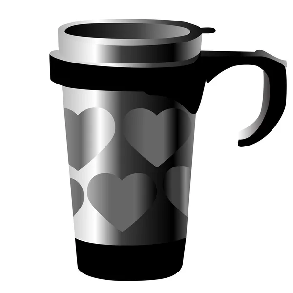 Silver metal cup with hearts — Stock Photo, Image