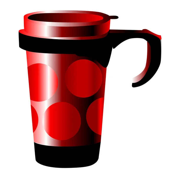 Красная металлическая чашка с точками — стоковое фото