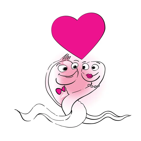 Милые змеи на День Святого Валентина — стоковое фото