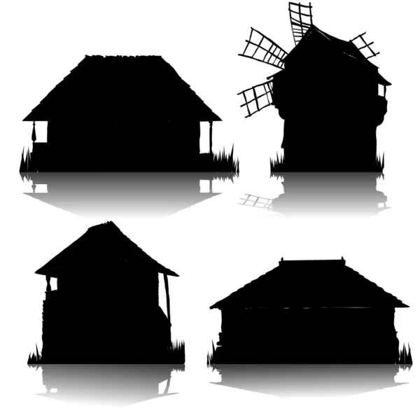 Eco houses silhouettes — Stock Photo, Image