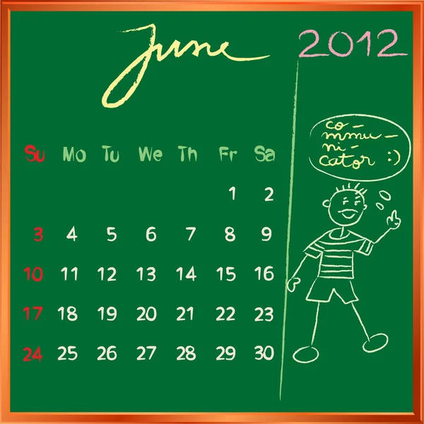 2012 calendário 6 Junho de para a escola — Fotografia de Stock