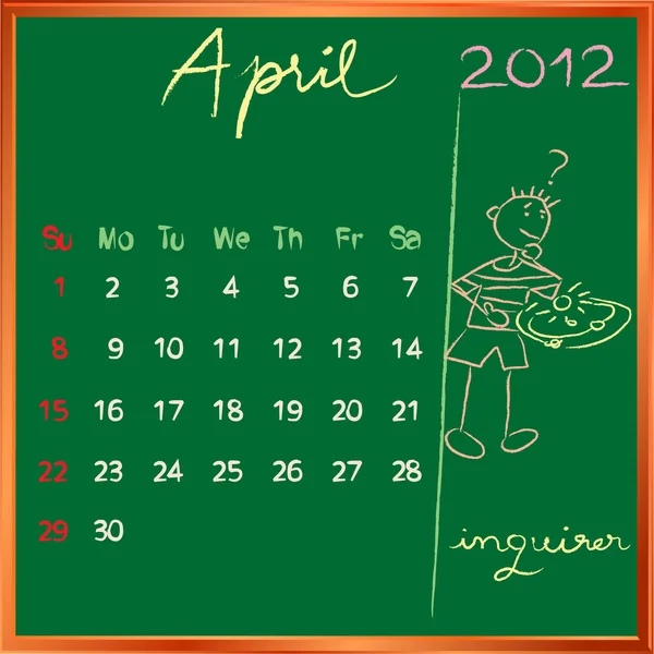 2012 kalender 4 april voor school — Stockfoto