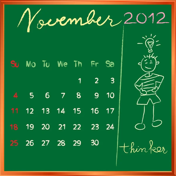 2012 kalendarz 11 listopada dla szkoły — Zdjęcie stockowe