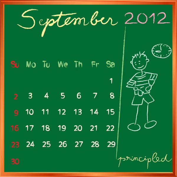 2012 Kalender 9 September für die Schule — Stockfoto