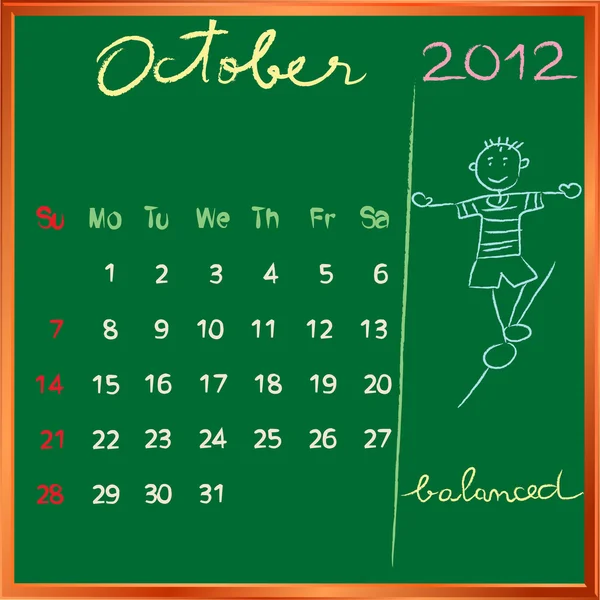 2012 kalender 10 oktober för skolan — Stockfoto