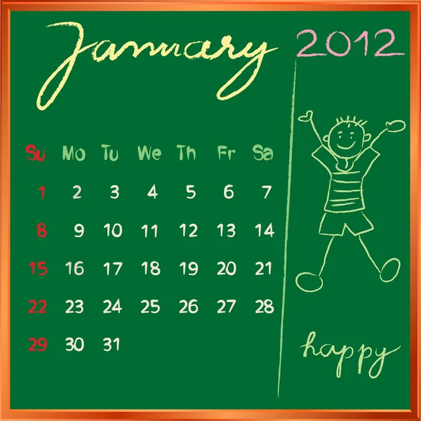 Kalender 2012 1. Januar für die Schule — Stockfoto