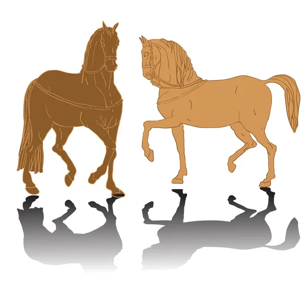 Силуэты двух лошадей — стоковое фото