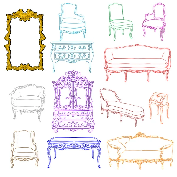 Rococo furniture doodles — Stock Photo, Image