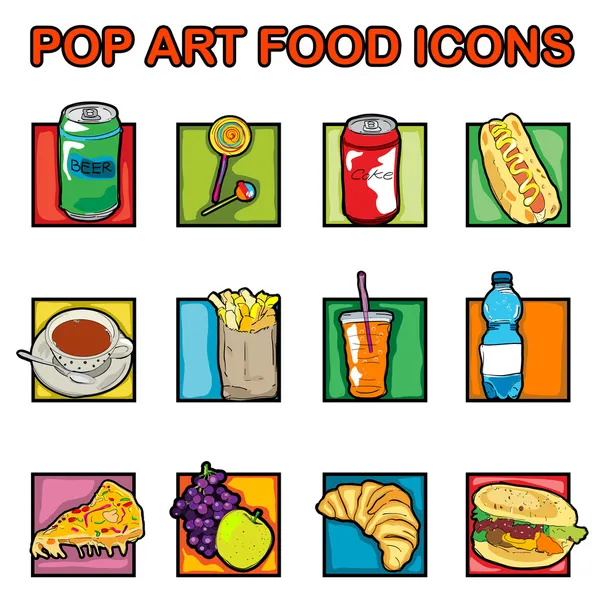 Popart voedsel pictogrammen — Stockfoto