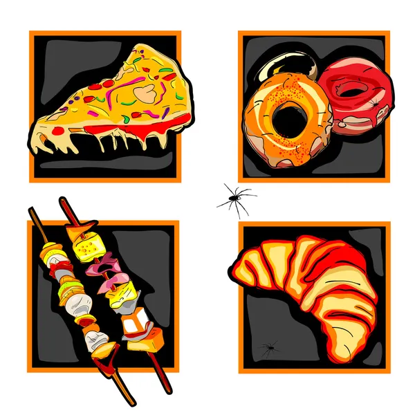 Halloween straszny fast foody ikony — Zdjęcie stockowe