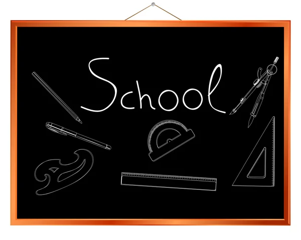 School supplies chalk drawings — Stock Photo, Image