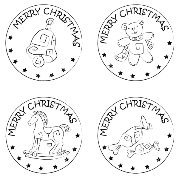 4 크리스마스 동전 우표 장난감 사탕 벨 스톡 사진
