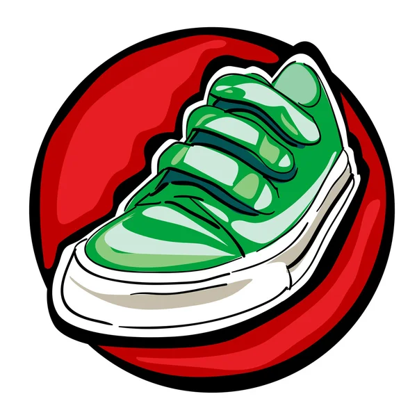 Groene sneakers op wit Stockfoto