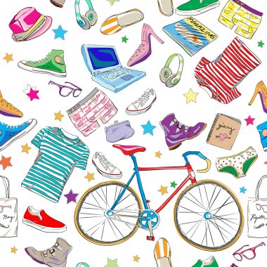 Urban hipster accesories pattern clipart