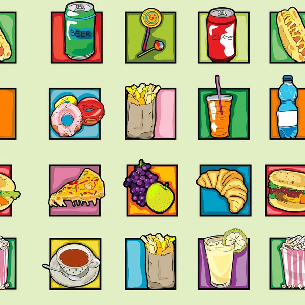 Popart voedsel patroon — Stockfoto