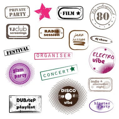 Hipster party stamps clipart