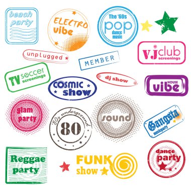 Club music stamps clipart