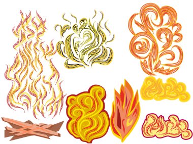 set of fire elements clipart