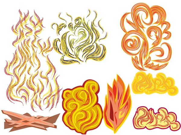 Set of fire elements — Stock Vector