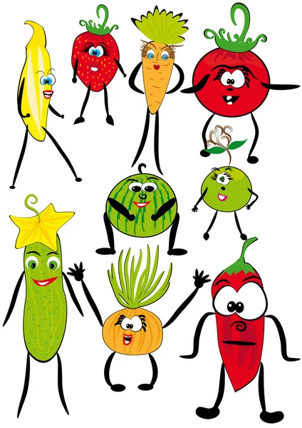 Serie: las frutas y hortalizas alegres — Vector de stock