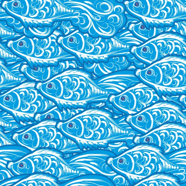 Abstrait sans couture avec des poissons — Image vectorielle